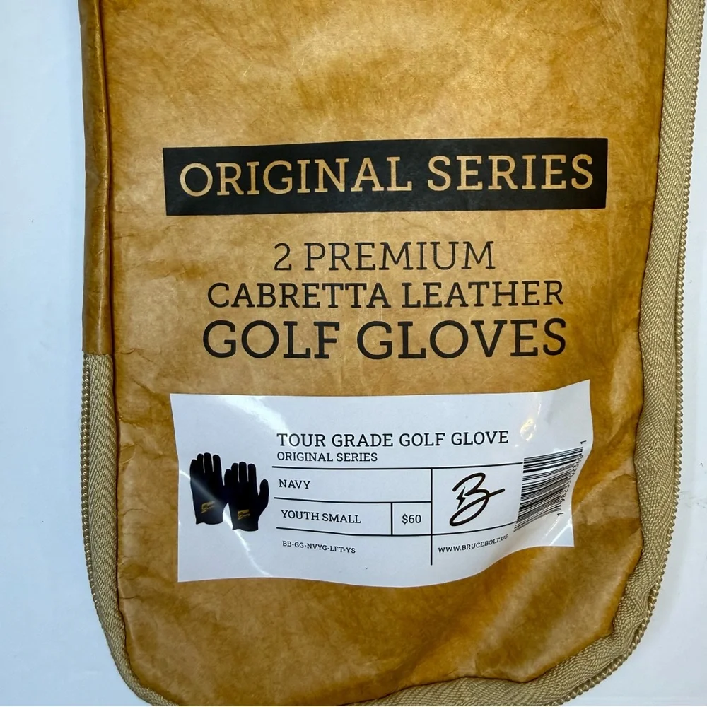 Bruce Bolt Original Series Golf Gloves Youth‎ Small Navy 2 Pack Left Hand NWT